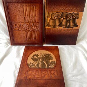 3 Vintage Leather-bound Books Milestones To American Liberty Brown & Bigelow